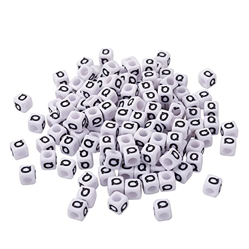 FASHEWELRY 300Pcs Cube White Acrylic Letter Beads 6x6mm Letter Q Alphabet Beads for DIY Bracelet Necklace Jewelry Making - color: Letter Q, size: 6x6x6mm
