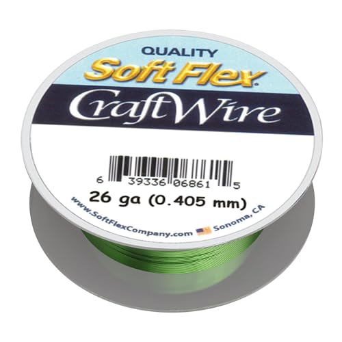 Soft Flex 26 Gauge Craft Wire - 27 Meters - Jewelry Wire with Tarnish Resistant Silver Plating - style: Green