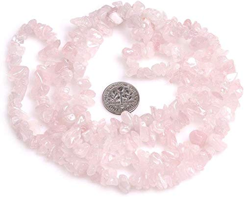 Genuine Rose Quartz Chip Beads 5-8mm Irregular Shaped Tumbled Chips Stone Crystal Loose Bead for Jewelry Making 1 Strand 32" - color: Rose Quartz