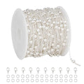 KYUNHOO 32.8 Feet Beaded Chain for Jewelry Making Thin Cable Chains Bulk Silver Jewelry Supplies for Women Men DIY Handcrafts with Lobster Clasps Jump Rings - color: Bead Silver