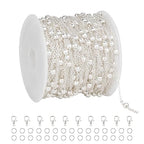 KYUNHOO 32.8 Feet Beaded Chain for Jewelry Making Thin Cable Chains Bulk Silver Jewelry Supplies for Women Men DIY Handcrafts with Lobster Clasps Jump Rings - color: Bead Silver