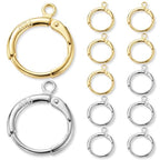 JUNCHONG 12Pcs Earring Hooks, Round Small Huggie Hoop with Loop Ear Leverback Hooks, Hypoallergenic 14mmx2mm Earring Findings for Jewelry Making, Gold+Silver - color: Gold+Silver