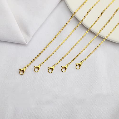 30 Pack Necklace Chains 2mm Gold Plated Stainless Steel Link Cable Chain Necklace Bulk for DIY Jewelry Making Supplies (20 Inches) - color: Gold 20 Inches