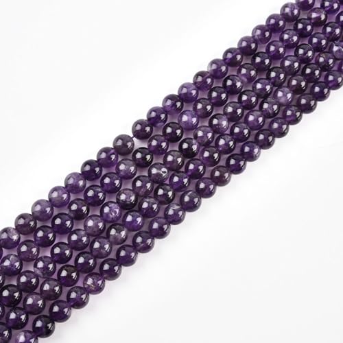 10mm Natural Amethyst Beads Round Gemstone Loose Beads for Jewelry Making (38pcs/Strand) - color: Amethyst, size: 10mm
