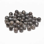 AD Beads Natural Gemstone 8mm Round Loose Beads Big Hole 40pcs (Larvikite) - color: Larvikite