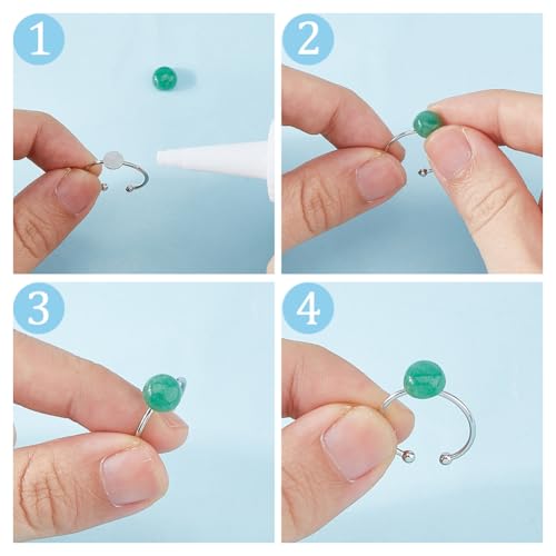 DICOSMETIC 20Pcs Adjustable Blank Ring Platinum Pad Ring Base Half Round Cabochon Ring Brass Bezel Trays Rings Open Cuff Ring Finger Ring Settings Component for DIY Rings Making - color: Platinum