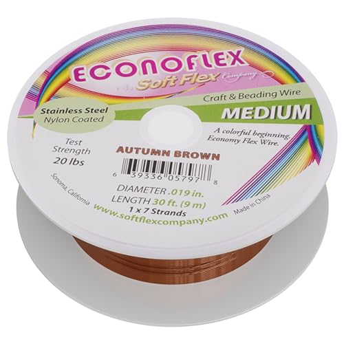 Soft Flex Econoflex Hobby Beading Wire - Flexible Stainless Steel Wire for Crafting - 7 Strand 0.19 30 Ft - style: Autumn Brown