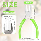 Jewelry Making Pliers Tools - Soft Jaw Flat Nose 5.55" Craft Pliers With 6 Pcs Nylon Replacement Heads Protects Wire When Bending & Straightening, for Ring Bracelet Beading Jewelry Repair