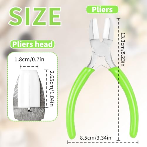 Jewelry Making Pliers Tools - Soft Jaw Flat Nose 5.55" Craft Pliers With 6 Pcs Nylon Replacement Heads Protects Wire When Bending & Straightening, for Ring Bracelet Beading Jewelry Repair
