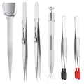 6 Pack Diamond Stone Tweezers Set, Stainless Steel Precision Jewelry Tweezers, Gemstone Grabber Pickup Tool for Crafts Beads