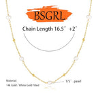 Pearl Necklace for Women- 14K Gold-plated/White Gold-plated Dainty Pearl Necklace for Women - color: Bead pearl station