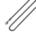 Square Rolo Chain Necklace Stainless Steel Round Box Necklace for Men Women/2mm-7mm/16Inch-36Inch - color: Stainless Steel-Black, size: 22 Inches, style: 2 mm width