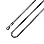 Square Rolo Chain Necklace Stainless Steel Round Box Necklace for Men Women/2mm-7mm/16Inch-36Inch - color: Stainless Steel-Black, size: 20 Inches, style: 2 mm width