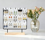 Earring Display Stand for Vendors, 3 Tier Black Wood Earring Rack with 15 Hooks, Stand Holder for Selling for Earring Keychains