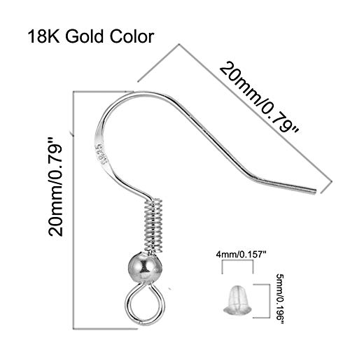 Hypoallergenic Fish Hooks Earrings - 120 PCS/60 Pairs White Gold Plated Ear Wires Fish Hooks for Jewelry Making, Jewelry Findings Parts with 120 PCS Rubber Earring Backs Stopper for DIY Earrings - color: Regular White Gold