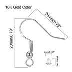 Hypoallergenic Fish Hooks Earrings - 120 PCS/60 Pairs White Gold Plated Ear Wires Fish Hooks for Jewelry Making, Jewelry Findings Parts with 120 PCS Rubber Earring Backs Stopper for DIY Earrings - color: Regular White Gold