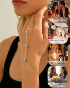 Gold Hand Chain Bracelets for Women Trendy Dainty Birthstone Clover Charm Ring Bracelet Hand Chain Set Non Tarnish 14K Gold Plated Stackable Finger Bracelets for Women Birthday Jewelry Gifts - color: 06. June(Alexandrite)