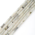 5x12mm Natural White Labradorite Stone Bamboo Shape Gem Healing Energy Loose Spacer Beads for DIY Necklace Bracelet Earring - color: White Labradorite