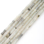 5x12mm Natural White Labradorite Stone Bamboo Shape Gem Healing Energy Loose Spacer Beads for DIY Necklace Bracelet Earring - color: White Labradorite