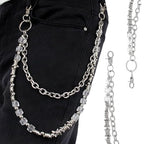 Layered Punk Pants Chain for Men Women, Gothic Hip Hop Jean Chain Wallet Chain Biker Trouser Chain, Goth Emo Fashion Keychain Accessories - color: 2L-Prickly