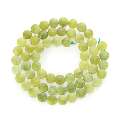 Adabele 15 Inch Natural Green Nephrite Jade Gemstone 6mm Faceted Flat Round Coin Loose Beads Gem Stone Spacer (57-61pcs) for Jewelry Making GZ13-12 - color: Nephrite Jade, size: 15 Inch/1 Strand