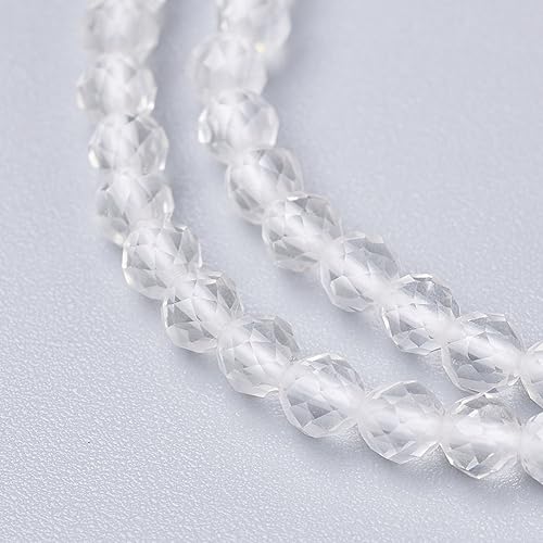 LiQunSweet 100 Pcs 3mm Natural Quartz Crystal Beads Strands Faceted Round Clear Loose Crystal Gemstone Bead Spacer for DIY Bracelet Necklace Materials - color: Natural Quartz Crystal Beads_3mm