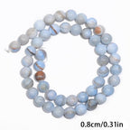 Stone Beads, 45pcs Blue Aquamarine Gemstone, 8mm Round Loose Beads for Jewelry Making, Bracelets, with Bag, String & Card - color: Blue Aquamarine, size: 8mm