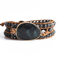 YGLINE Women Boho Handmade Natural Stone Crystal Leather Bead Wrap Bracelets Collection - color: Labradorite-3w