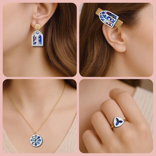 Polymer Clay Cutters - 18 Shapes Gothic Window Earrings Polymer Clay Cutters for Jewelry, Earring Making Kit with Storage Box - style: Church Windows theme (18 pcs)