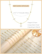 Dainty Gold Necklace for Women Trendy 14K Gold Plated Pearl Cross Clover Butterfly CZ Charm Pendant Chain Station Necklaces Waterproof Non Tarnish Layered Choker Cute Jewelry Gifts - color: G-clover-1