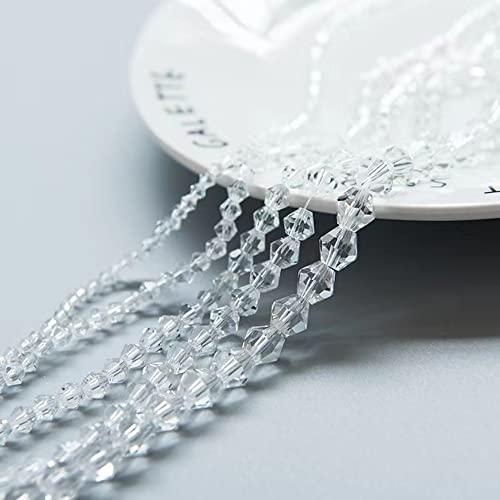 1700pcs Clear Bicone Crystal Beads 2mm 3mm 4mm 5mm 6mm Crystal Glass Bulk Faceted Beads for Necklace Bracelet Earrings DIY Jewelry Crafts Making Supplies - color: Clear, size: 2mm 3mm 4mm 5mm 6mm