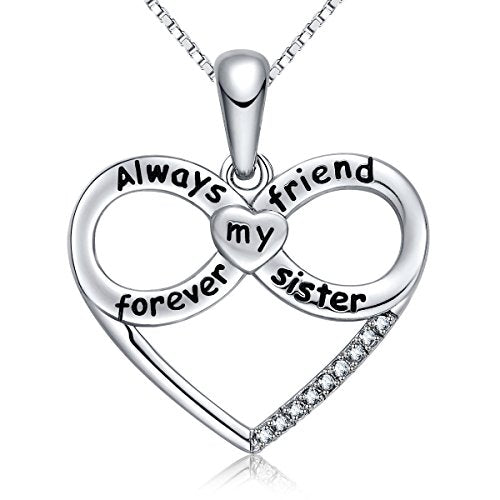 Forever Connected Mother & Son Necklace – Heart Pendant Gift for Mom, Sterling Silver Jewelry for Mother's Day or Birthday - style: Sister D