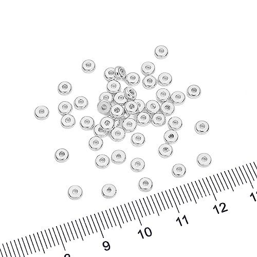 BEADIA Silver Plated Disk Spacer Beads 4x1.5mm 50pcs for Jewelry Making Findings Non Tarnish - color: Silver, size: 4x1.5mm Disk