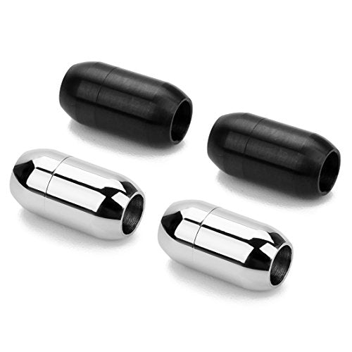 Stainless Steel Magnetic Clasp Inner Hole 3mm/4mm/5mm/6mm/8mm Glue-in Jewelry Clasp - color: Black Tone, size: Inner Hole Size=6mm