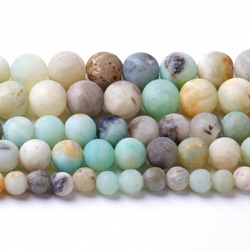 10mm 38pcs Frosted Amazonite Natural Stone Round Loose Beads for Jewelry Making DIY Bracelet Necklace - color: Frosted Amazonite, size: 10mm