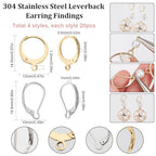 SUNNYCLUE 1 Box 80Pcs Leverback Earring Findings Huggie Hoop Earring Findings Lever Back Ear Hooks Lever Back Ear Hook Earwires for Jewelry Making Accessories DIY Craft Supplies - color: 1 Box 80pcs Stainless Steel Leverbacks Mixed Shaped Mixed Color