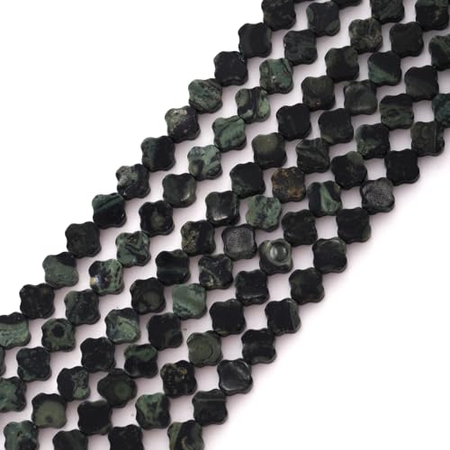 8mm Natural Kambaba Jasper Gemstone Faceted Clovers Beads Four-Leaf Spacer Loose Beads for DIY Jewelry Making Beads - color: Kambaba Jasper