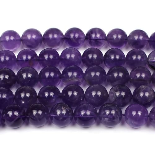 MJDCB 5A Natural South Africa Amethyst Gemstone Round Stone Beads for Jewelry Making DIY Bracelet Necklace (6mm) - color: South Africa Amethyst, size: 6mm
