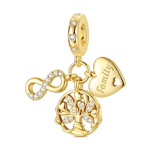 Cross Charms For Bracelets, Sterling Silver Butterfly Charms For Pandora Bracelets, Dangle Pendants & Bead Charm For DIY Jewelry - color: Gold Tree Of Life