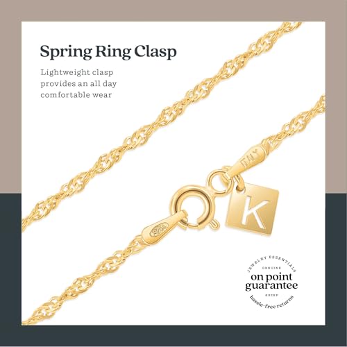 KEZEF 18k Gold Plated 925 Sterling Silver Unisex 14"-36" Singapore Chain Necklace - color: 18kt Gold, size: 30 Inch