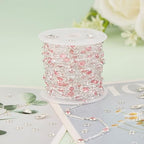 KYUNHOO 16.4 Feet Pink Rhinestone Bead Jewelry Chain Roll Stick Links Silver Chains for Jewelry Making with Connectors DIY Handcrafts - color: Pink Crystal Bead
