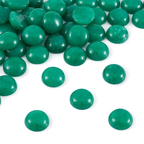 Crafans 50Pcs White Jade 10mm Round Gemstone Cabochons Half Round Natural Jade Cabochons Dome No Hole Healing Power Stone Flat Back Chakra Crystal Beads for Jewelry Making(Sea Green) - color: Jade-Sea Green, size: 10mm