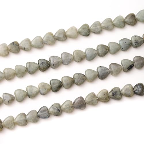 10mm Natural White Labradorite Stone Beads Heart Shape DIY Loose Gemstone Energy Healing Crystal Charms for Jewelry Making Handmade - color: White Labradorite