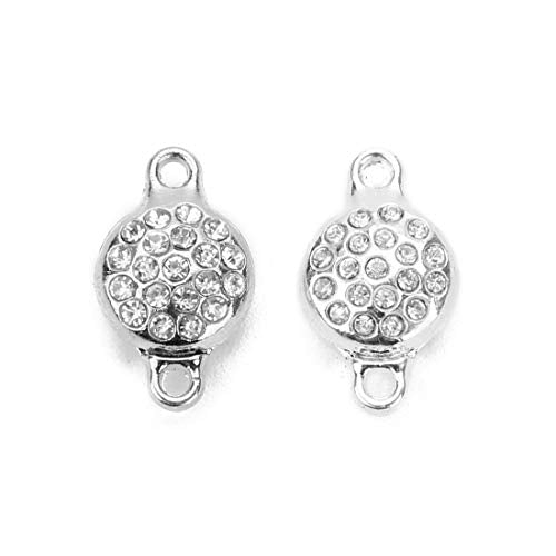 Brass Made Round Magnetic Clasps Stronger Magnetic Closure for Necklace Bracelet and Chain Keep Your Jewelry Secure 5 Sets/lot - size: 12mmX20mm & Silver & Cubic Zirconia