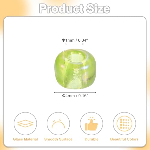 uxcell 2000 Pcs Glass Seed Beads Bulk, 4mm Mini Loose Glass Bugle Beads for DIY Earrings, Necklaces, Bracelets, Jewelry Making, Light Green - color: Light Green, size: 4mm