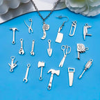 Youdiyla 51pcs Alloy Ancient Silvery Father's Day Series Tool Set Pendant Jewelry Making DIY Keychain Earrings Pendant Various Design Charms for Jewelry Making Bracelets Necklace (M351) - color: M351