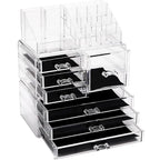 Sea Team 3-Layer Stackable Clear Makeup Organizer with Drawers, Acrylic Plastic Cosmetic Display Case, Jewelry Storage Box for Dresser, Bathroom, Vanity, Countertop (7 Drawers, 1 Lipstick Holder) - size: 7 Drawers, 1 Lipstick Holder