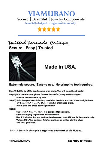 Twisted Tornado Crimp Bead ULTRAPLATE® .024 24 kt Russian Gold UltraPlate 3mm (Pk 25) Made in USA.