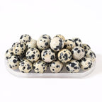 100Pcs Natural Stone 6mm Dalmatian Round Loose Gemstone Energy Healing Beads Hole Size 1mm DIY Smooth Beads for Bracelet Necklace Earrings Jewelry Making - color: Dalmatian, size: 6mm