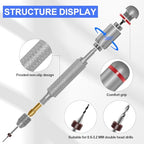 21 PCS Hand Drill Set, Pin Vise Hand Drill Set Including 10 PCS (1.6-2.5mm) Miniature Mini Drill Bits and 10 PCS (0.5-3.2mm) PCB Mini Chuck Chuck for Jewelry DIY, Resin, Wood, Model Making - color: Silver